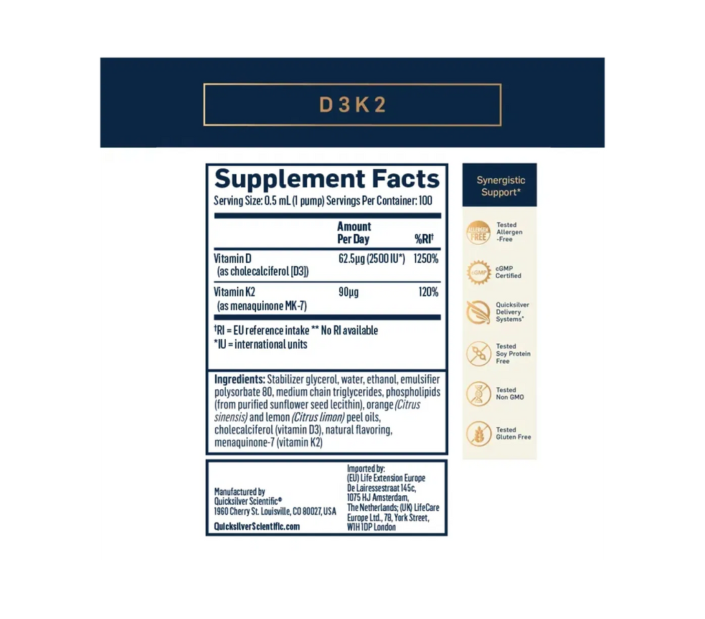 Vitamin D3 + K2 Supplement (50 ml)