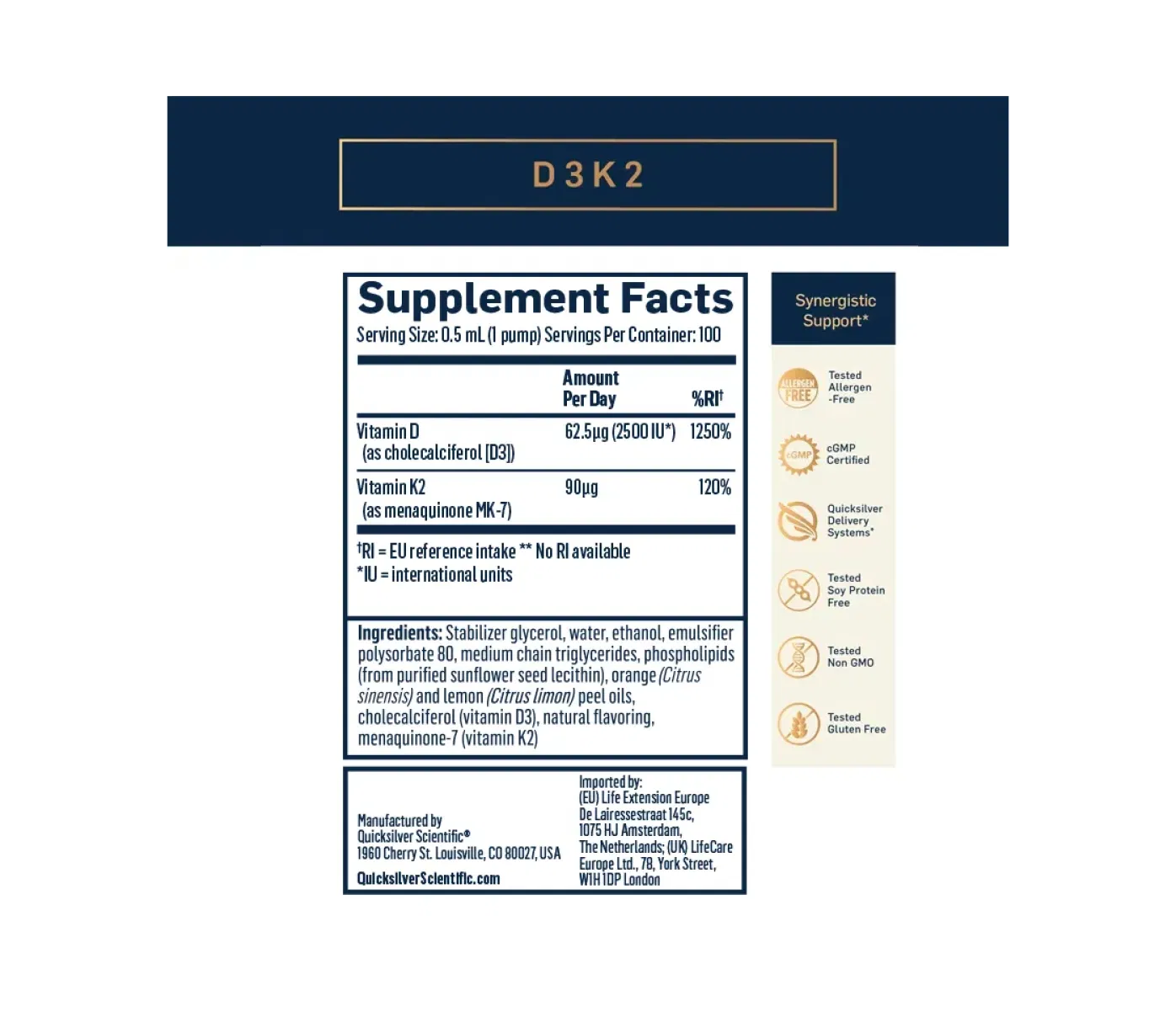 Vitamin D3 + K2 Supplement (50 ml)